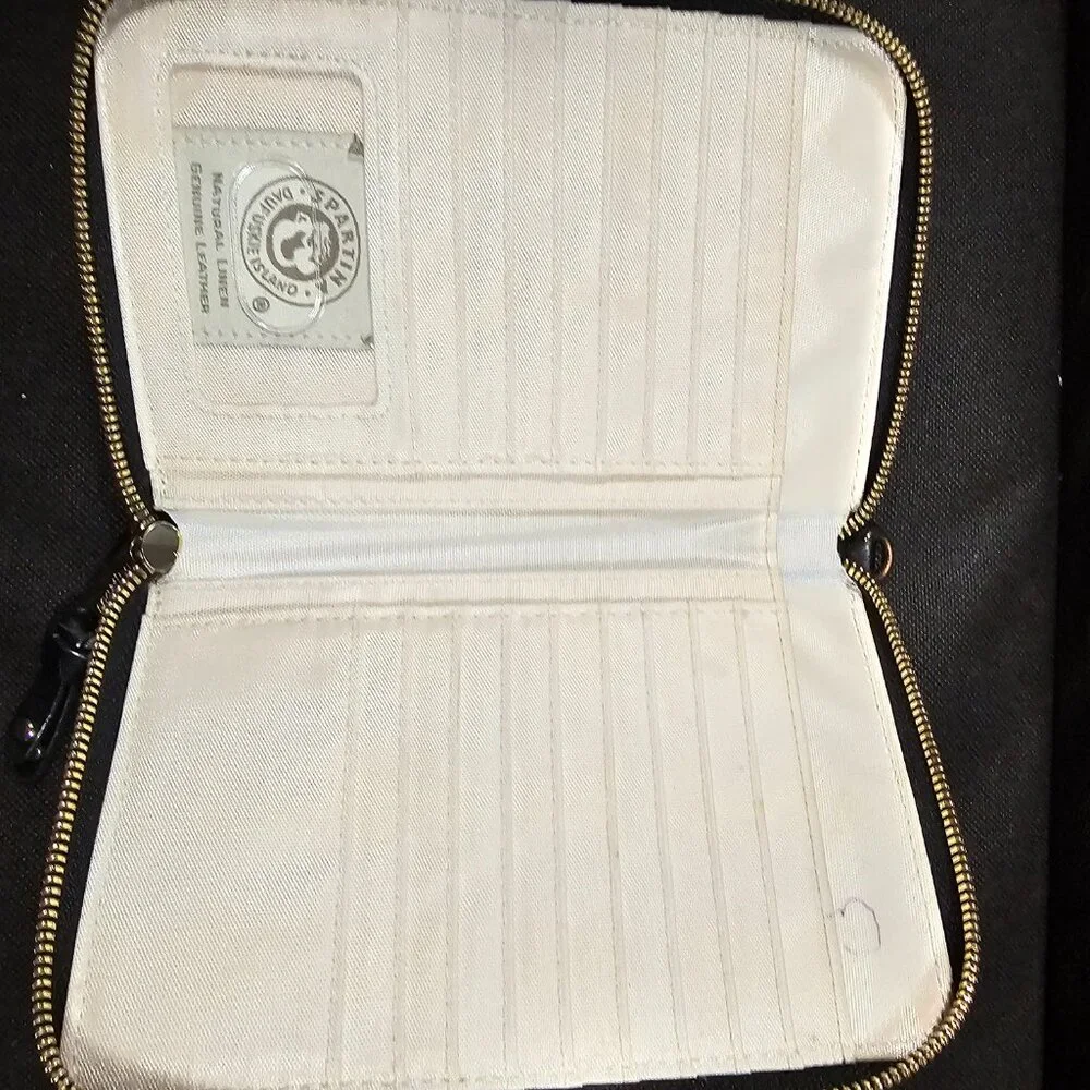 Spartina black leather and linen wristlet - Picture 3 of 4